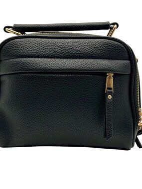Madison West Black Leather Dome Crossbody Bag